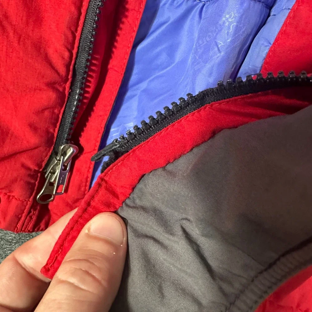Patagonia Red Hooded Ski‎ Jacket Large Men's Winter Coat *Broken Zipper